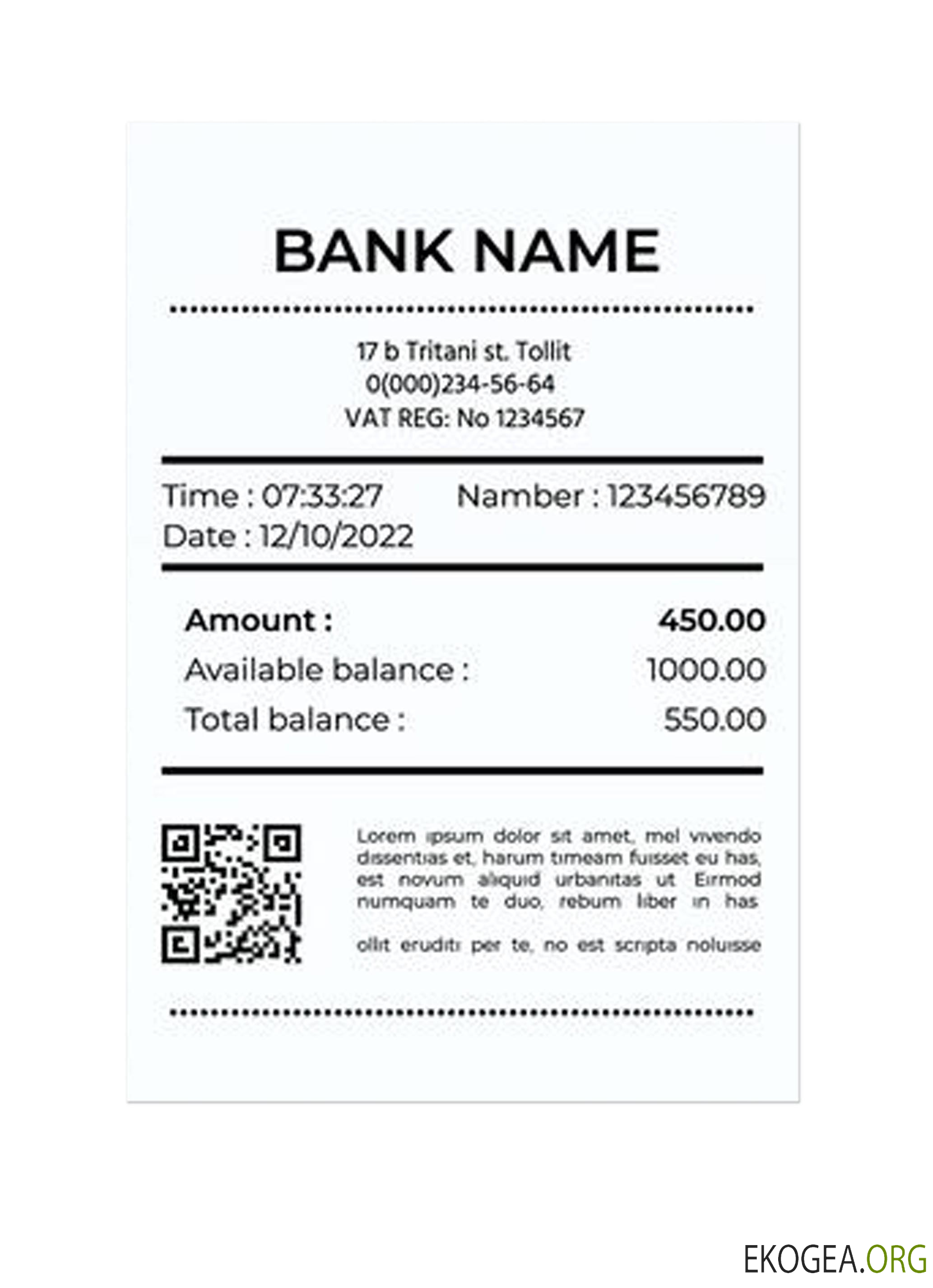 Reçu BANCAIRE version 2